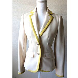 J.Crew 100% Wool White + Yellow Blazer in Size 4